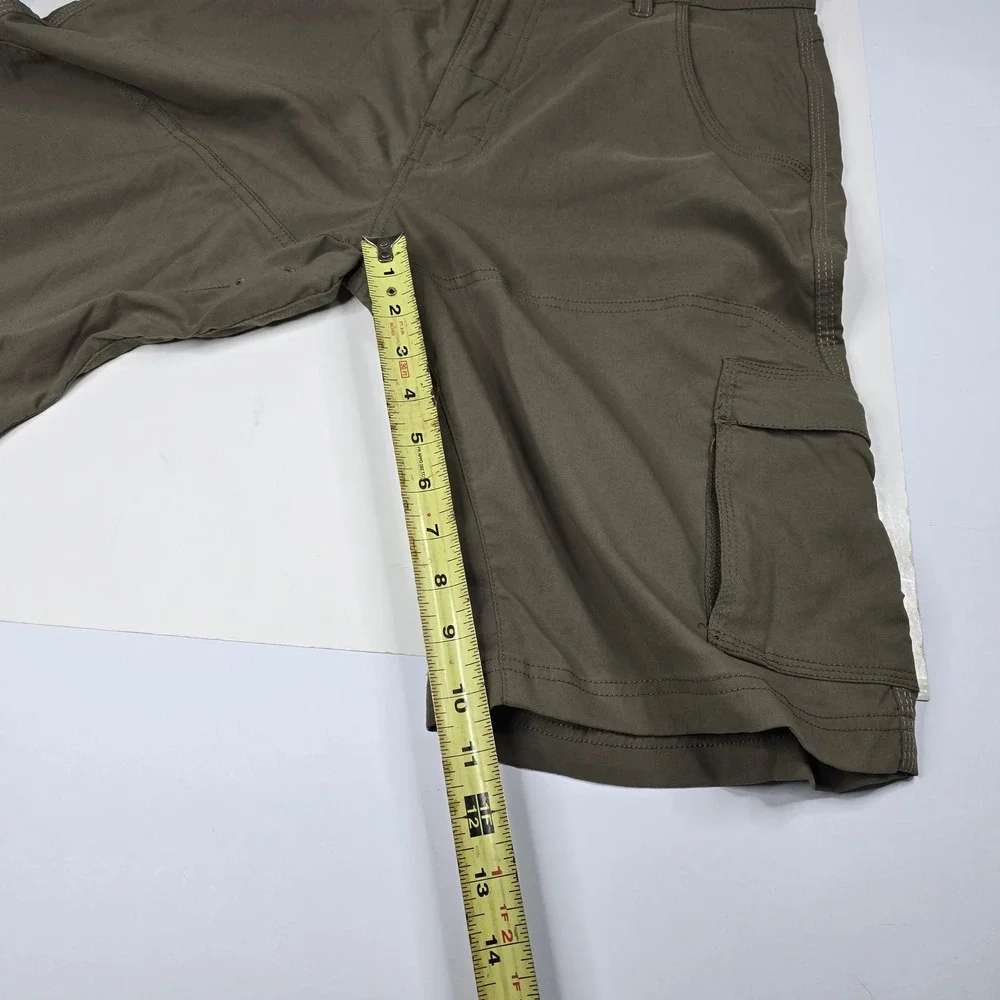 Prana Zion Cargo Shorts Mens 33 Olive Brown Stretch Hiking Climbing 12 Inseam